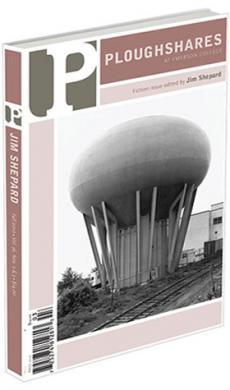 A journal cover with a black and white image of a water tower near railroad tracks